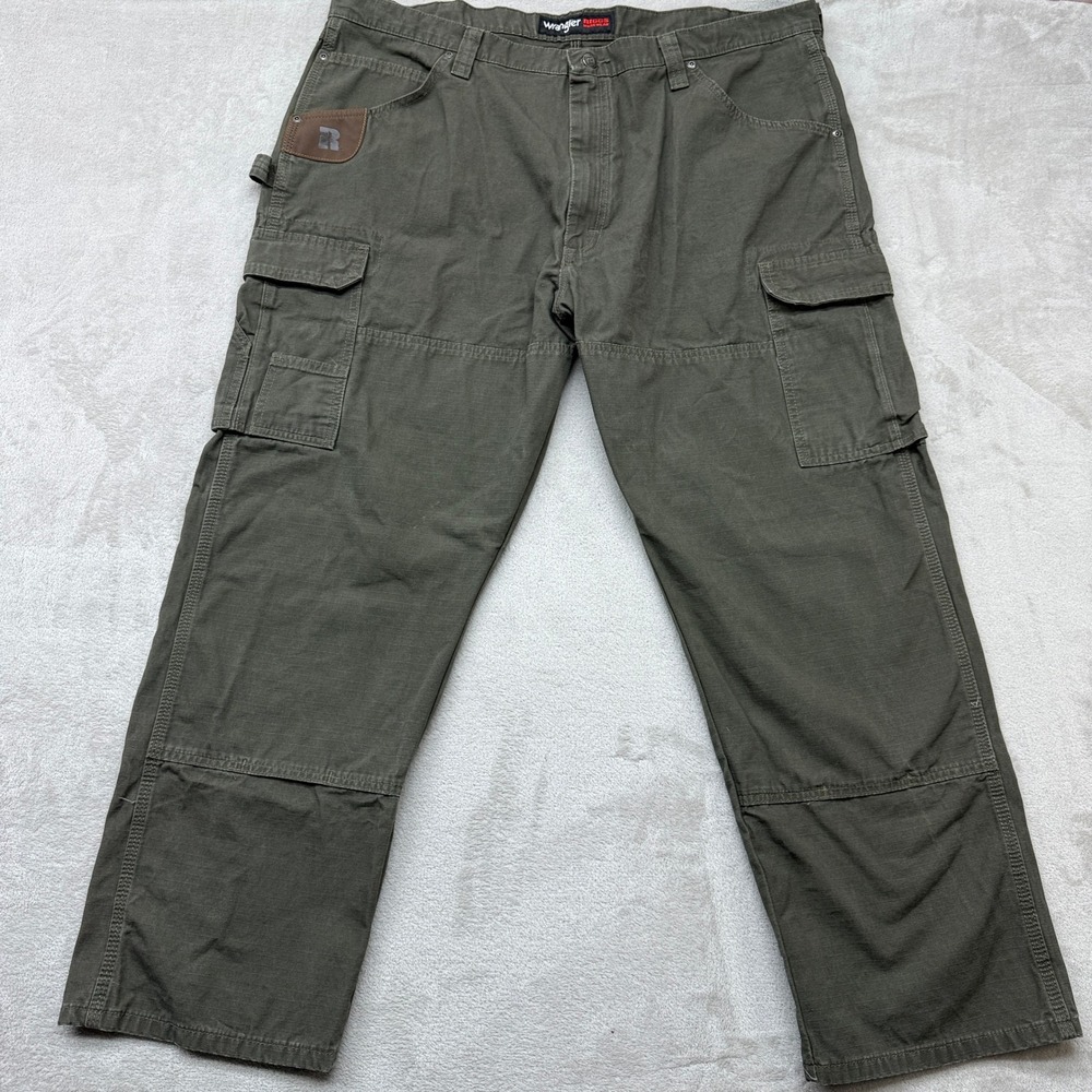 Wrangler Riggs Cargo Pants Mens 42x30 Olive Green Workwear Riptstop Ranger